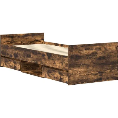 Image of vidaXL Bed Frame without Mattress Smoked Oak 90x200 cm