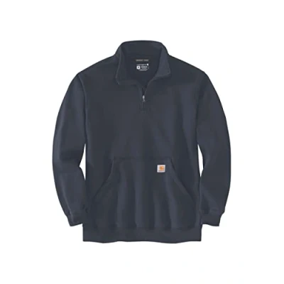 Image of Carhartt Men&#039;s Loose Fit Midweight Quarter Zip Mock Neck Sweatshirt, New Navy, XL