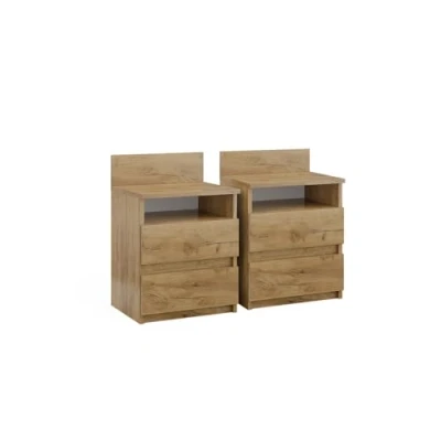 Image of Vicco Nightstand Monty, Gold power oak, 39.6 x 59.1 cm Set of 2