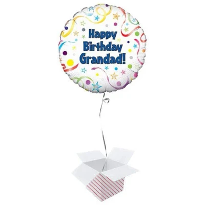 Image of PARTYRAMA.CO.UK Happy Birthday Grandad Round Foil Helium Balloon Inflated in a Box