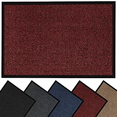 Image of HOUSEGADS Door Mats Indoor And Outdoor Rugs Anti Slip Mat Carpet Non Rug Rubber Washable Floor Kitchen RED 60 X 80