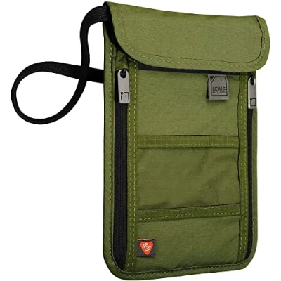 Image of Lewis N. Clark RFID Neck Stash, Olive, One Size, Blocking Stash Wallet, Travel Pouch + Passport Holder for Women &amp; Men