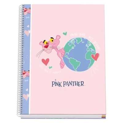 Image of DOHE A4 Squared Notebook Spiral Binding, 100 Sheets of 90 g/m², 5 mm Square, Hardcover, Pink Panther ecoPink, School Supplies