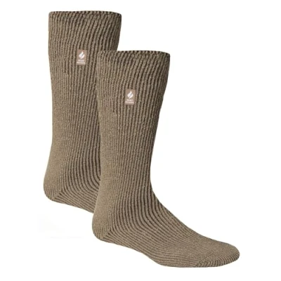 Image of HEAT HOLDERS 2 Pack Mens Thermal Socks Winter Warm Original Thick Fleece Insulated (6 11, Stone)