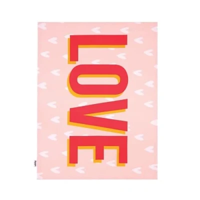 Image of Dexam Happy Place Love Recycled Cotton Tea Towel Pink