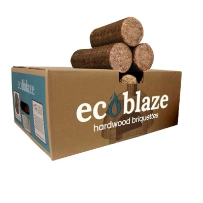 Image of Ecoblaze Hardwood briquettes 13.9kg box 10 Eco Heat Fire Logs Ideal for Wood Burners, Log Firepits and Pizza Ovens Ready To Burn Burner Accessories