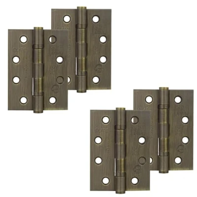 Image of Decoranddecor Door Hinges Internal Fire Rated 4inc / 102mm Ball Bearing Steel Antique Brass 2 Pairs