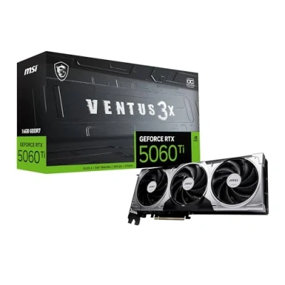 Image of MSI NVIDIA GeForce RTX 5060 Ti 16G VENTUS 3X OC GDDR7 128bit Gaming Graphics card, Boost Clock up to 2617 MHz, PCIe Gen 5, DLSS 4, DP 2.1 x 3, HDMI 1, ATX