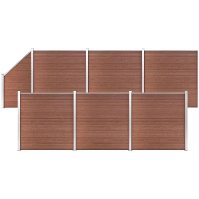 Image of vidaXL WPC Fence Set 6 Square + 1 Slanted 1138x186 cm Brown