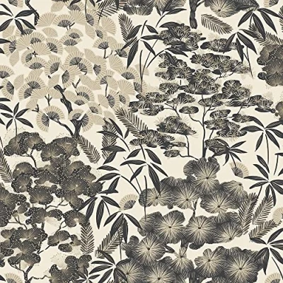 Image of Ciara Oriental Leaf Cream Wallpaper Trees Leaves Botanical Paste The Wall Modern Contemporary Feature