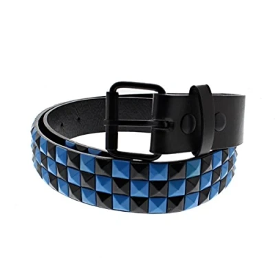 Image of Zac&#039;s Alter Ego Bicolour Chessboard 3 Row Pyramid Studded Belt