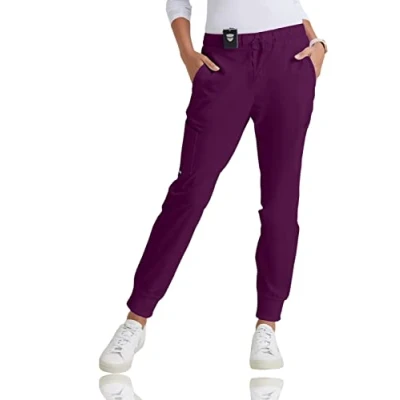 Image of BARCO Grey&#039;s Anatomy Scrubs Kira Scrub Jogger for Women, Yoga Style Mid Rise Soft Touch Fabric Women&#039;s Pant, Wine, S