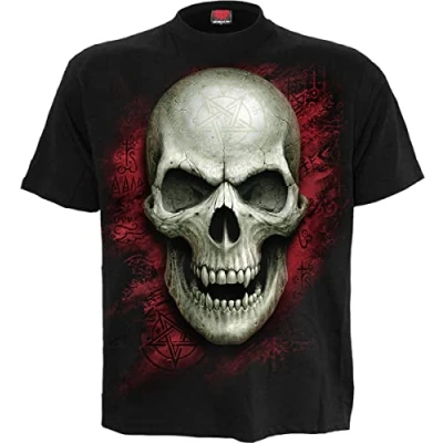 Image of Spiral Gothic Runes Glow in The Dark Front Print T Shirt Black M