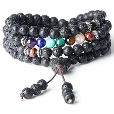 Image of COAI 7 Chakra Necklace Stone 108 Beads Lava Wrap Bracelet