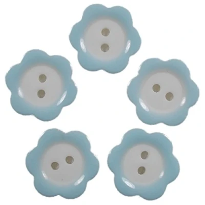 Image of Colour Rim Daisy Flower Plastic Buttons 20mm (Pale Blue, 5)