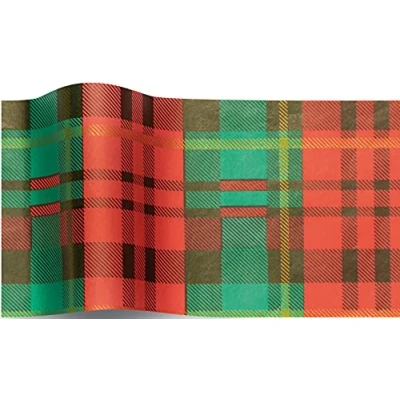 Image of SatinWrap Luxury Printed Tissue Wrapping Paper Presently Plaid 5 sheets