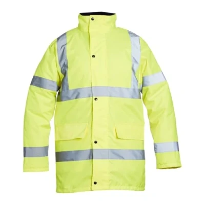 Image of Blackrock Yellow Hi Vis Waterproof Jacket, Men’s and Women&#039;s Reflective Work High Visibility Safety Workwear, Comfort Fleece Lined Collar Quilt Coat, Fully EN Certified Size XL
