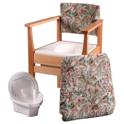 Image of Homecraft Deluxe Commode Chair, Tapestry Upholstery, Chic Style for Personal &amp; Clinical Use, High Seat Arms Support, Bathroom Independence Safety Aid (Eligible VAT relief in the UK)