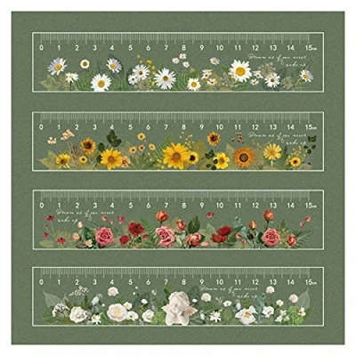 Image of caihuashopping 15cm Acrylic Flowers Ruler Multifunction Drawing Tools for Students Cute Measuring Straight Rulers School Office Supplies Math