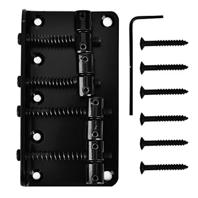 Image of 4 string Bass Guitar Bridge, Metal Bridge Replacement Parts for Electric Guitar(Black)