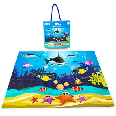 Image of abeec Sea Life Puzzle 45 pc Jigsaw Puzzles For Kids 3 Year Olds Creatures Toys Children Shark Educational