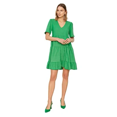 Image of Trendyol Women Mini Shift Regular fit Woven Dress,Emerald,34