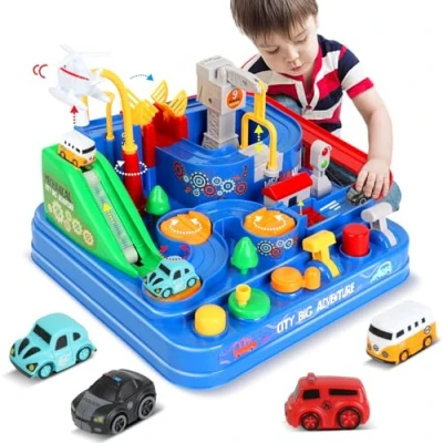 Image of TODARRUN Cars Race Track Toys for Kids 3 4 5 6 7 8 Year Old Boys Girls Gifts,Car Adventure City Rescue Preschool Educational Toys, Vehicle Puzzle Car Playsets