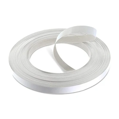 Image of WoodPress® 19mm Matt White Melamine Pre Glued Veneer Edging Tape 50m Trade Roll Iron On Wood Application