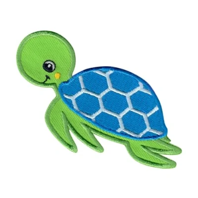 Image of PatchMommy Sea Turtle Patch, Iron On/Sew On Embroidered Applique Motif for Children Kids Baby