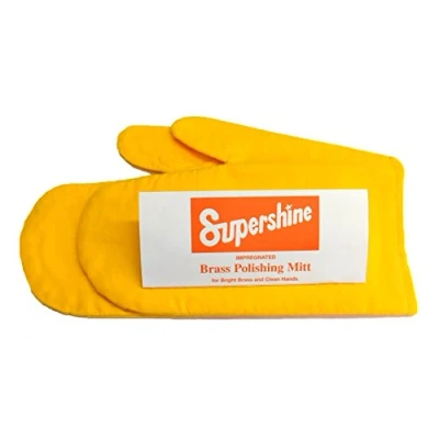 Image of Pair of Professional Brass Polishing Impregnated Cloth Mitts Gloves Mittens