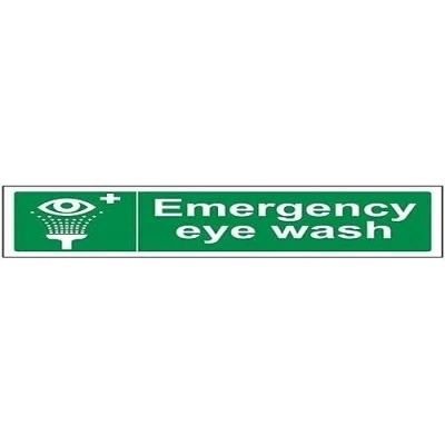 Image of V Safety Emergency Eye Wash Sign 300mm x 100mm 1mm Rigid Plastic