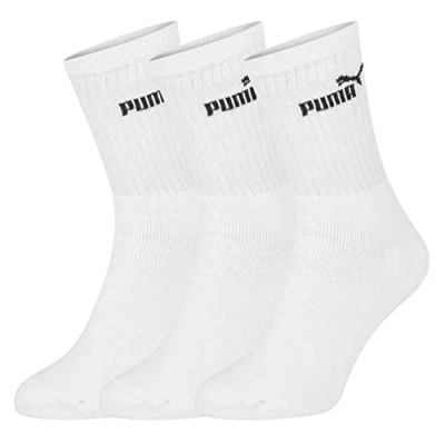 Image of PUMA Mens 3 Pack Crew Socks White 9 11