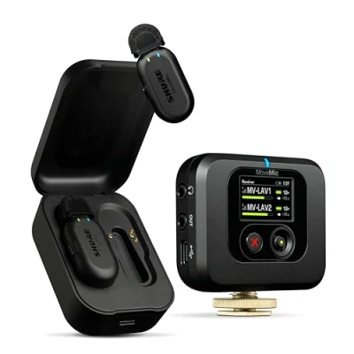 Image of Shure MoveMic TWO KIT Pro Wireless Lavalier Microphones with Camera Receiver for DSLRs, iPhone, Android, Mac and PC, 2 Bluetooth Mini Mics, 24 Hours Charge, IPX4, Portable Clip Lavs (MV Z6)