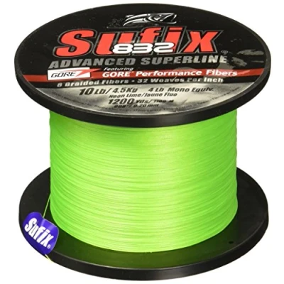 Image of Sufix Braid Cord 832 1200 Metres, Neon Lime, 65 Pound