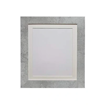 Image of FRAMES BY POST Metro Picture Photo Frame Mineral Grey with Ivory Mount 16 x 12 Image Size 10 Inch Plastic Glass