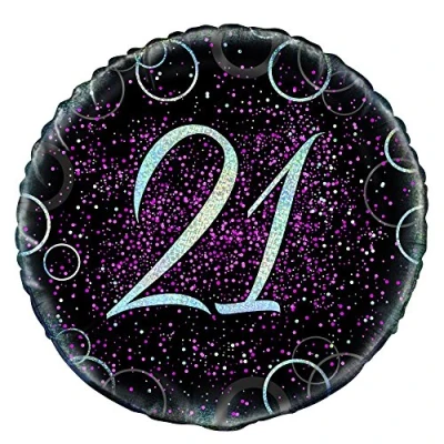 Image of Unique Party 55794 18&quot; Glitz Pink Foil 21st Birthday Balloon