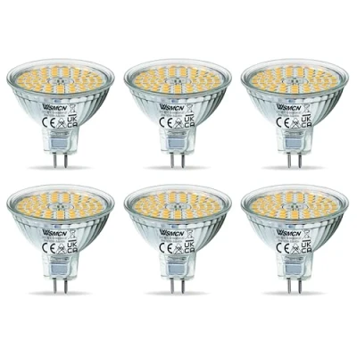 Image of WSMCN MR16 GU5.3 LED Light Bulb 6W, Neutral White 4000K, 50W Halogen Spotlight Equivalent, Bi Pin Base 12V 485LM, Non Dimmable, 120 Beam Angle, 6 Pack