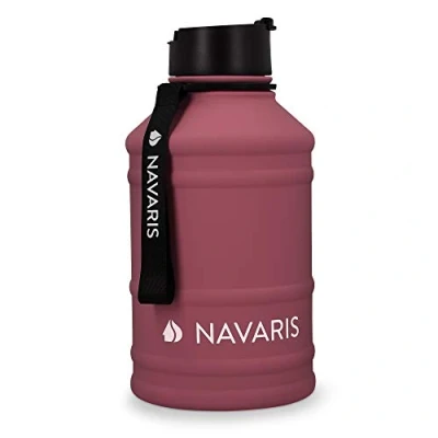 Image of Navaris Stainless Steel Water Bottle 2.2 Litre Large Metal Sports, Camping, Gym Canteen for Drinking Water, Liquid, Drinks