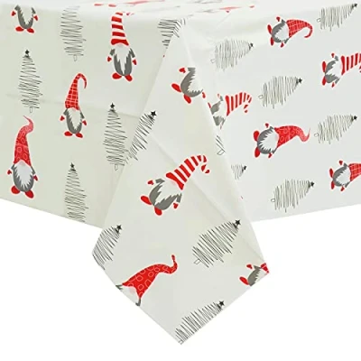 Image of Mr Crimbo Wipe Clean PVC Vinyl Christmas Tablecloth Dining Xmas Cover 140x240cm Santa Trees