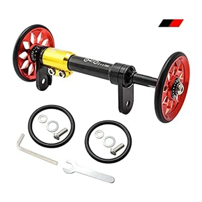 Image of Wheel Extender for BROMPTON Eazy Wheels Extension Rod BLACK / RED (Extender + 2 easy wheels)