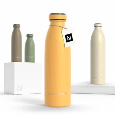 Image of LARS NYSØM Stainless Steel Insulated Water Bottle 12oz 17oz 25oz 34oz 51oz Thermo Flask for Hot and Cold Beverages Leakproof Drinking (Pumpkin Orange, 750ml)