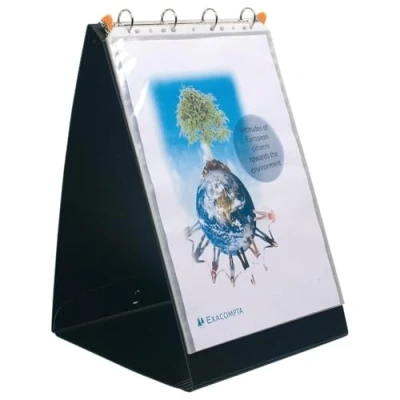 Image of Exacompta Ref 56134E Exactive Exashow Presentation Ring Binder Suitable for Holding A3 Documents, Portrait Orientation, 30mm Spine, 4 x O rings Black