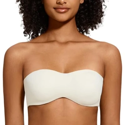 Image of MELENECA Women&#039;s Strapless Minimizer Multiway for Large Bust Unlined Seemless Underwire Bandeau Bra Off White 36C