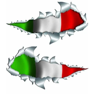 Image of Italian Flag Metal Rip Open Sticker 150mm