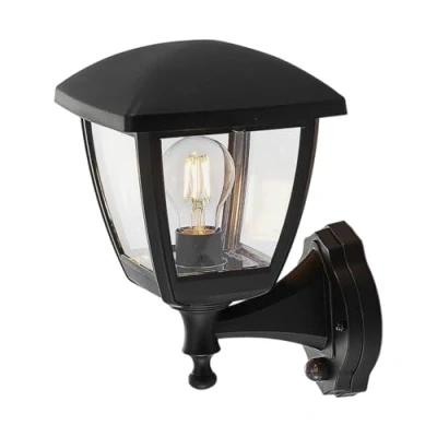 Image of Outdoor Wall Light &#039;Acelya&#039; dimmable with Motion Detector (Modern) in Black (1 Source, E27) from Lindby lamp for Exterior/Interior Walls, House, Terrace und Balcony