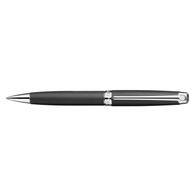 Image of Caran d&#039;Ache Leman Silver Plated Ballpoint Pen Black Matt