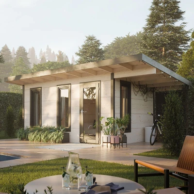 Image of Palmako Grace 6m x 3.9m Pent Log Cabin with Canopy (56mm)