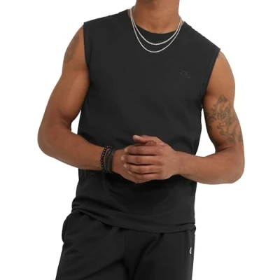 Image of Champion Men&#039;s Classic Jersey Muscle T Shirt, Black, S