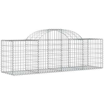 Image of vidaXL Arched Gabion Baskets 11 pcs 200x50x60/80 cm Galvanised Iron