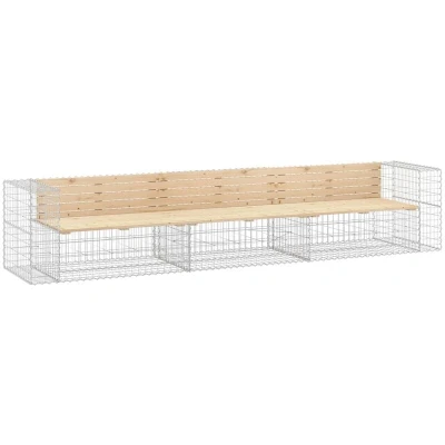 Image of vidaXL Garden Bench Gabion Design 347x71x65.5 cm Solid Wood Pine